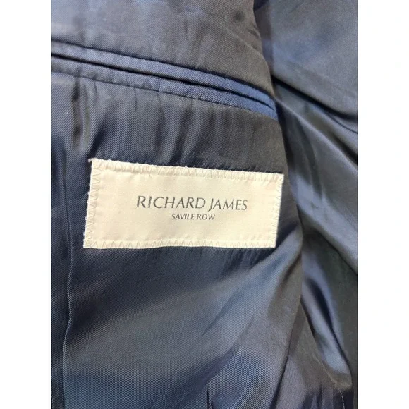 Richard James Savile Row 38R Navy Blue Hopsack Blazer Jacket Sport Suit Coat